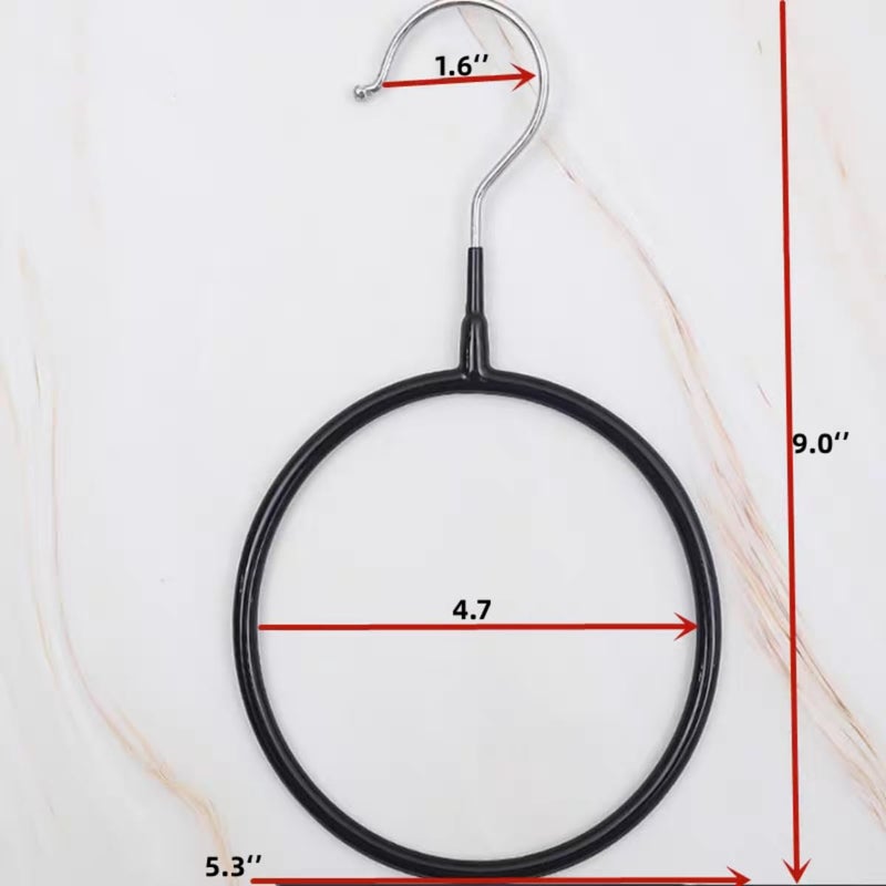Joyindecor Belt/Scarf Hangers for Closet - 8 PCS Nonslip Space Saving Steel Tie Rings Holder Organizer for Neckties, Shawls Scarves, Veils, Pashminas Display(8 Pack, Black) - Image 2